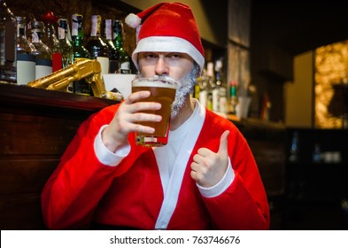 Santa Drinks Beer