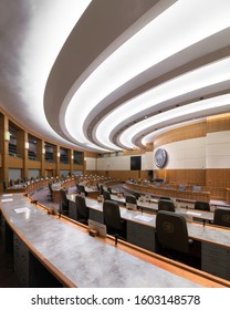 SANTA FE, NEW MEXICO, USA - NOVEMBER 12, 2019: House Of Representatives Chamber Of The New Mexico State Capitol In Santa Fe