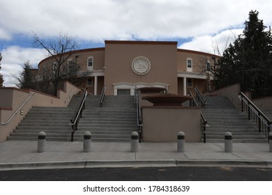 SANTA FE, NEW MEXICO, USA -MAY 28, 2019: New Mexico State Capitol is the house of government of the U.S. state of New Mexico. It is the only round state capitol in the United States