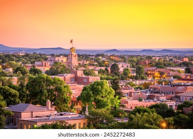 Santa Fe, New Mexico, USA downtown skyline at dusk. - Powered by Shutterstock