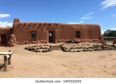 Santa Fe, New Mexico/USA 6/6/15  Photo Is Of One Of The Pueblo Style Buildings At El Rancho De Las Golondrinas, A Historic Ranch And Living History Museum Near Santa Fe.  Room For Copy At Bottom.