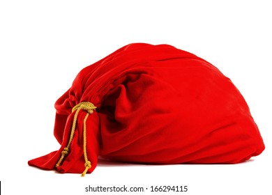 Santa Gift Bag Isolated On White Background