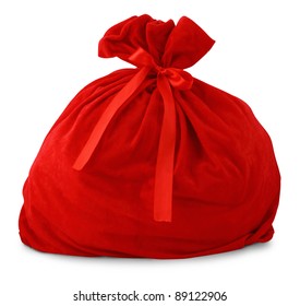 Santa Gift Bag Isolated On White Background