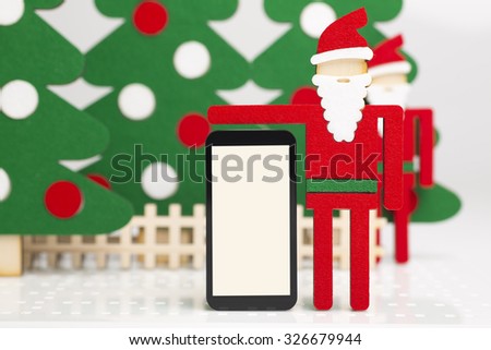 Santa holding smartphone
