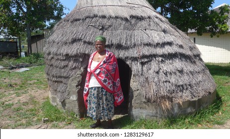 Santa Lucia, KwaZulu-Natal, South Africa - February 2.2016
Ms. Busisiwe Ntombi Mbuyazi, Traditional Healer, Doctor Of African Medicine, In Front Of Her Hut In The Village Of Khula, Near Santa Luci