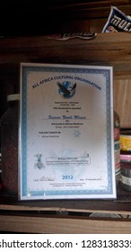 Santa Lucia, KwaZulu-Natal, South Africa - February 25.2016 
Certificate From Mrs. Busisiwe Ntombi Mbuyazi, Traditional Healer, Doctor Of African Medicine, In Her Hut In Khula Village