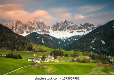 Santa Maddalena village in Val di Funes one of the most beautiful valleys Dolomite
