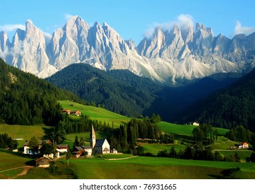 Santa Maddalena/Sankta Magdalena and Dolomites range, Funes, South Tyrol, Italy - Powered by Shutterstock