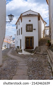 Santa Maria de Marvao, Portugal - 30 March, 2022: cobblestone streets and picturesque houses in the old city center of Marvao
