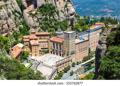 Santa Maria de Montserrat abbey in Monistrol, in a beautiful summer day, Catalonia, Spain - Powered by Shutterstock