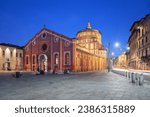 Santa Maria delle Grazie in Milan, Italy at blue hour.