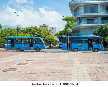 Santa Marta, Colombia - November 12, 2019 - Urban Bus STU In Santa Marta In Colombia