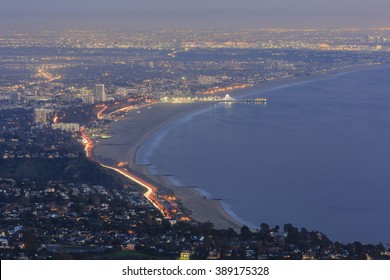 Santa Monica Bay Night Scene From Top