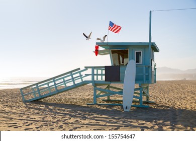 Santa Monica Beach Lifeguard Tower In California USA