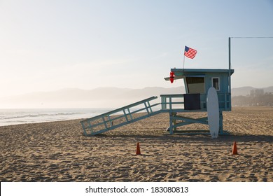 Santa Monica Beach Lifeguard Tower In California USA