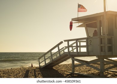 Santa Monica Beach Lifeguard Tower In California USA