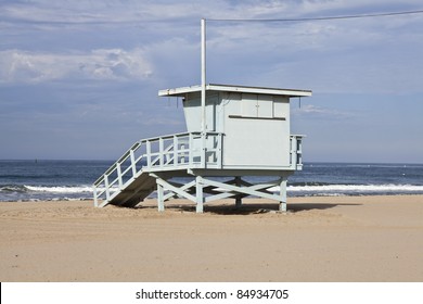 Santa Monica Beach Lifeguard Tower In Southern California.