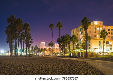 Santa Monica Beach, Los Angeles California City Night Scenic