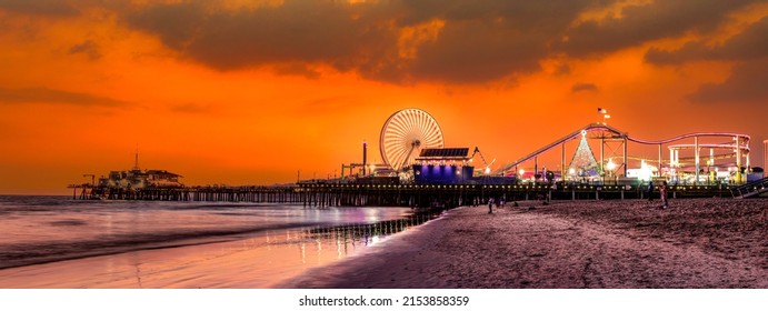 Santa Monica beach Sunset Los Angeles California - Powered by Shutterstock