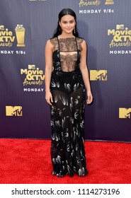 SANTA MONICA, CA - June 16, 2018: Camila Mendes At The 2018 MTV Movie & TV Awards At The Barker Hanger, Santa Monica Airport