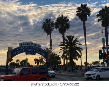 Santa Monica, CA - October 1 2018: The Santa Monica Pier Arch At The Entrance To The Pier