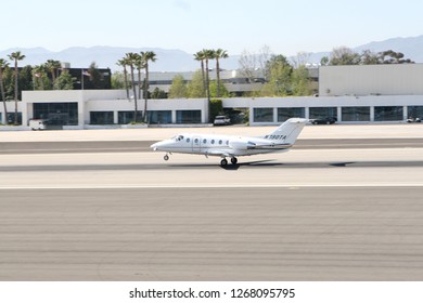 Santa Monica, CA USA September 18, 2010: Small Aircraft Landing On Runway Of Santa Monica Airport.