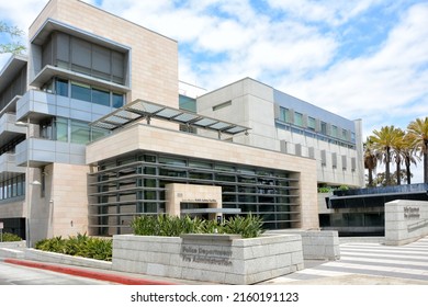 SANTA MONICA, CALIFORNIA - 15 MAY 2021: Santa Monica Public Safety Building, Housing The Police Department And Fire Administration.