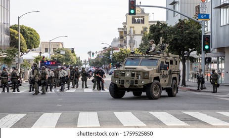 Santa Monica, California / US 05-31-2020 Santa Monica During The George Floyd Protest And Riots. Police And National Guard On The Site.