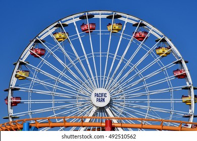 Santa Monica, California, USA - July 15 2016 : The Big Ferris Wheel