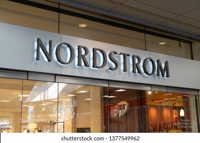 SANTA MONICA, CA/USA - APRIL 18, 2019: Nordstrom Retail Store Exterior And Trademark Logo.