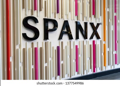 SANTA MONICA, CA/USA - APRIL 18, 2019: SPANX retail store exterior and trademark logo.
