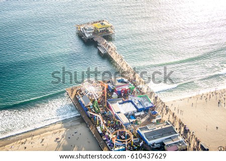 Santa Monica pier, drone view