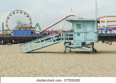 Santa Monica Pier And Lifeguard Tower