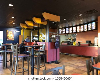 SANTA NELLA VILLAGE, CA, USA - MAY 1, 2018: Taco Bell Mexican Restaurant Chain Interior.