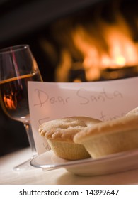 Santa Plate Of Mince Pie, Sherry And A Letter