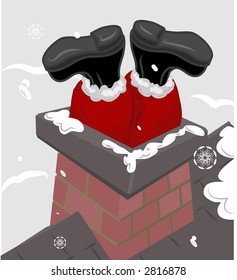 Santa Stuck In A Chimney. Raster Version