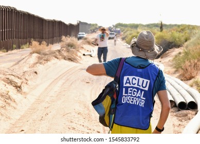 Santa Teresa, NM / USA - June 6, 2018: Scenes From 'All Against The Wall Rally.' Protesters From Southern New Mexico And El Paso, Texas Gather  To Demonstrate Against The US Border Wall.