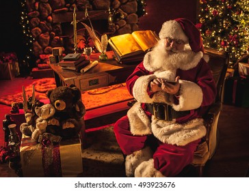 Santa using a smartphone