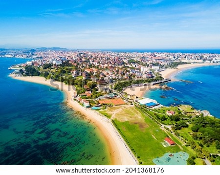 Santander city beach aerial panoramic view. Santander is the capital of the Cantabria region in Spain