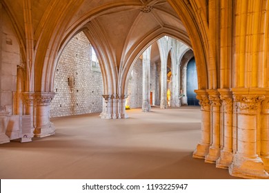 Santarem, Portugal - September 11, 2017: Bellow The Rood Screen Or Choir Screen In The Church Of Convento De Sao Francisco Convent. 13th Century Mendicant Gothic. Franciscan Religious Order