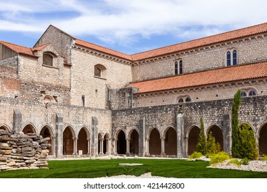 Santarem, Portugal. September 9, 2015: Cloister Of The Sao Francisco Convent. 13th Century Mendicant Gothic Architecture. Franciscan Religious Order.