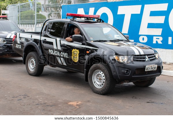 Santarem/Para/Brazil - Sep 07, 2019: Civil\
Police vehicle of the Para state public safety\
system.