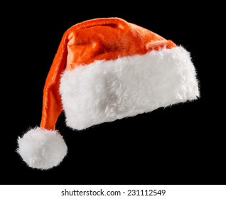 Santa's Hat On A Black Background