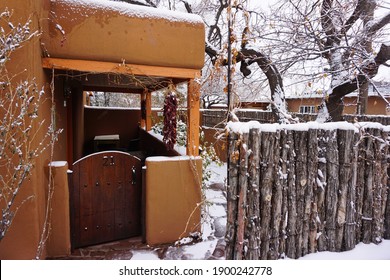 Sante Fe Winter Adobe Casita Scene 