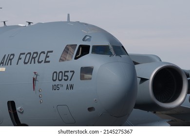 Santiago, Chile; April 7 2018: Detail Of The Bow Of A C 17, The Boeing C-17 Globemaster III Is A Long-range Heavy Military Transport Aircraft Developed By McDonnell Douglas.