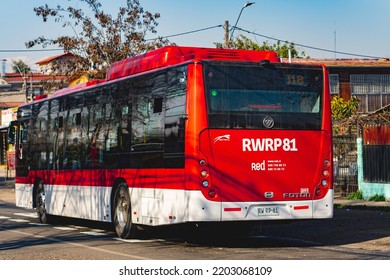 Santiago, Chile -  July 2022: A Transantiago, Or Red Metropolitana De Movilidad, Bus In Santiago