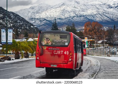 Santiago, Chile -  July 2022: A Transantiago, Or Red Metropolitana De Movilidad, Bus In Santiago