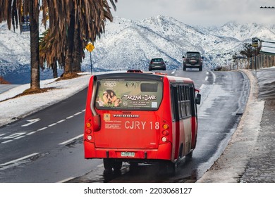 Santiago, Chile -  July 2022: A Transantiago, Or Red Metropolitana De Movilidad, Bus In Santiago