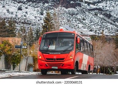 Santiago, Chile -  July 2022: A Transantiago, Or Red Metropolitana De Movilidad, Bus In Santiago