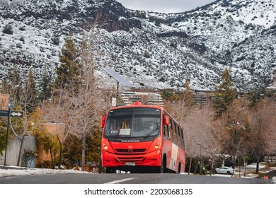 Santiago, Chile -  July 2022: A Transantiago, Or Red Metropolitana De Movilidad, Bus In Santiago